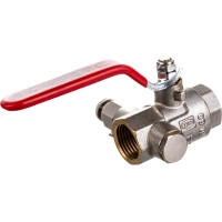 Шаровой кран Terma RED 1/2 в/в ручка с дренажем и воздухоотводчиком 26119