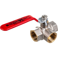 Шаровой кран Terma RED 1/2 L-обр. трехходовой ручка 26163