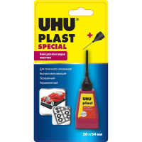 Клей в бутылочке с наконечником-иглой UHU PLAST SPEZIAL 30г 45880/B