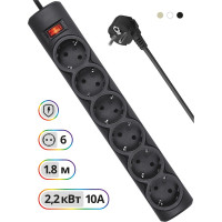 Сетевой фильтр Defender DFS 151 1,8 м, черный, 6 розеток 99494