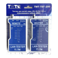 Тестер для витой пары TWT RJ-45 телефонного RJ-12 RJ-11 коаксиального кабеля BNC TST-200 TWT-TST-200