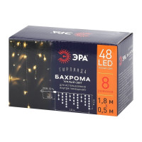 Гирлянда ЭРА ENIB01B LED, Бахрома, 1.8х0.5 м, теплый свет, 8 режимов, 220V Б0041899