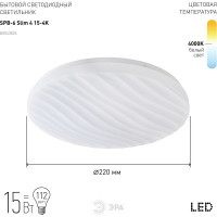 Бытовой светодиодный светильник ЭРА SPB6 Slim 4 15-4K 15Вт 4000K Б0043826