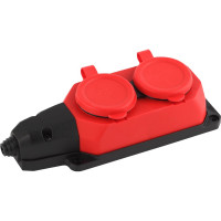 Каучуковая колодка ЭРА K2eREDIP44 с заземлением 2гнезда 16A IP44 красная Б0044551