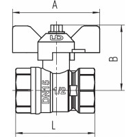 Шаровой кран LD Pride 47.20.B-B.Б латунный, внутренняя/внутренняя резьба, ручка-бабочка, 3/4" LD 47.300.20