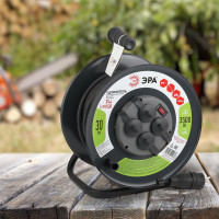 Силовой удлинитель ЭРА RMx-4es-3x2.5-30m-IP44(KG) на металлической катушке, c заземлением, 4 розетки, 30м, КГ 3х2.5мм2 Б0043058