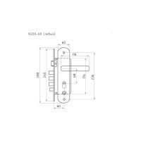 Врезной замок НОРА-М N200-68мм левый, мат.хром/черн.никель 14533
