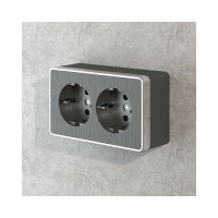 Розетка Werkel W5072104 двойная с заземлением Gallant графит рифленый a051342