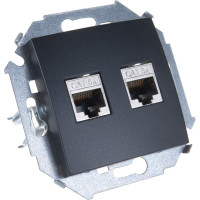 Компьютерная двойная розетка Simon RJ45 кат.6а АМР, FTP, графит 1591564-038