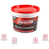 Интерьерная краска Krafor водно-дисперсная моющаяся глубокоматовая 14 кг 26955