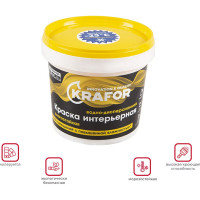 Интерьерная водно-дисперсионная влагостойкая латексная краска KRAFOR 1.5 кг 42166