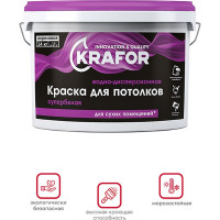 Водно-дисперсная краска для потолков Krafor Супербелая 3 кг 26947