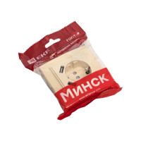 1-местная розетка EKF Минск СП 16А с заземлением, с защитными шторками, с 2 USB 2.1А, бежевая ERR16-028-200-2USB