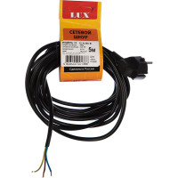 Сетевой шнур с вилкой Lux V3 ПВС 3x0.75 мм 5 м черный c заземлением 4606400001386