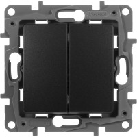 Выключатель Legrand двухклавишный Legrand Etika 10А 250В безвинтовые зажимы антрацит 672602