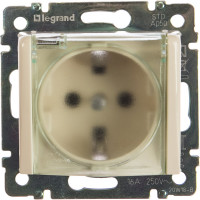Розетка Legrand с заземлением IP44 Legrand Valena со шторками с защитной крышкой 16А 250В винтовые зажимы слоновая кость 774120