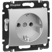 Розетка Legrand с заземлением Legrand Valena без шторок 16А 250В винтовые зажимы алюминий 770120