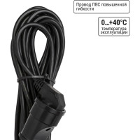 Силовой народный удлинитель-шнур TDM ELECTRIC ПВС 2200 Вт с/з, 10м, штепсельное гнездо SQ1307-0211