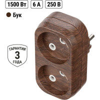 Блок TDM ELECTRIC на 2 гнезда 2П б/з плоский 6А 250B Эко SQ1806-0078