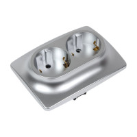Розетка ЭРА 12210803, 2x2PE, Schuko, со шторками, 16A250В, IP20, 2, а Б0036444