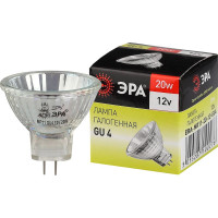 Галогенная лампочка ЭРА GU4-MR11-20W-12V-30CL, 20Вт, GU4 софит теплый белый свет C0027361