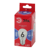 Светодиодная лампа ЭРА LED P45 6W 865 E27 R диод, шар, 6Вт, хол, Б0045357