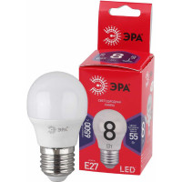 Светодиодная лампа ЭРА LED P458W865E27 R, шар, 8 Вт, холодный, E27 Б0045359