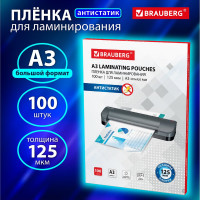Пленки-заготовки для ламинирования BRAUBERG АНТИСТАТИК, комплект 100 шт., 531797