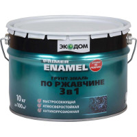 Грунт-эмаль по ржавчине Экодом 3 в 1, черная 10 кг 1 48574