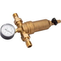 Фильтр KROMWELL тонкой очистки промывной с латунной колбой и манометром 1/2" EU.ST6198030 12_k