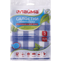 Салфетки LAIMA универсальные, 30х38 см, КОМПЛЕКТ 5 шт., 75 г/м2, ПЕРФОРАЦИЯ, вискоза ,,, 46шт 605483