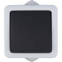 Одноклавишный переключатель LK Studio с 2-х мест, схема 6, IP54, 10А/250V, серый LK AQUA 80003