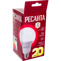 Светодиодная лампа Ресанта LL-R-A80-20W-230-3K-E27 (груша, 20Вт, тепл., Е27) 76/1/21