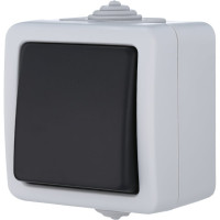 Одноклавишный 1-полюсный выключатель LK Studio схема1, IP54, 10А/250V, серый LK AQUA 80001