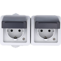 Двойная розетка LK Studio с з/к IP54 16А/250V серый LK AQUA 80008