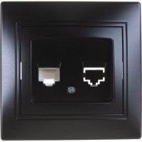 Информационная розетка Intro 1-303-05 RJ45, IP20, СУ, Plano, антрацит Б0044575