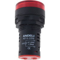 Лампа ANDELI AD16-22DS LED матрица d22мм красный 220В AC ADL10-143