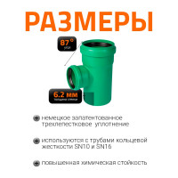 Тройник ливневой канализации Ostendorf 160/110, 87 градусов 774350