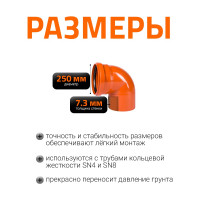Отвод Ostendorf наружной канализации 250 мм, 87 градусов 224240
