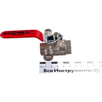 Шаровой кран Terma RED 1/2 в/в ручка с дренажем и воздухоотводчиком 26119