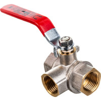 Шаровой кран Terma RED 1/2 L-обр. трехходовой ручка 26163