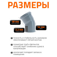 Канализационный отвод Ostendorf 90 мм, 30 градусов 114110