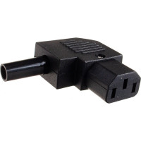 Кабельная розетка LANMASTER 10A, 250V угловая разборная, черная, LAN-IEC-320-C13/90