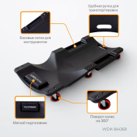 Подкатной пластиковый лежак WIEDERKRAFT 6 поворотных колес, мягкое изголовье WDK-84068