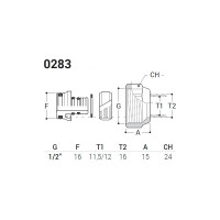 Резьбовое соединение для многослойной трубы SR Rubinetterie 16х1/2, 0283-1500N0F0