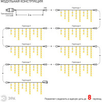 Гирлянда ЭРА ENOB2B LED, Бахрома, 2х1м, теплый свет, 24V, IP44 Б0041907