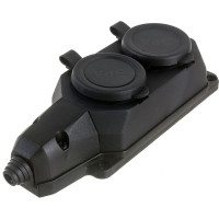 Каучуковая колодка ЭРА K-2e-B-IP44 с заземлением 2гнезда 16A IP44 черная Б0044544