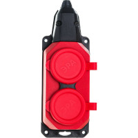 Каучуковая колодка ЭРА K2eREDIP44 с заземлением 2гнезда 16A IP44 красная Б0044551