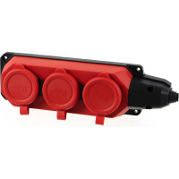 Каучуковая колодка ЭРА K-3e-RED-IP44 с заземлением 3гнезда 16A IP44 красная Б0044552