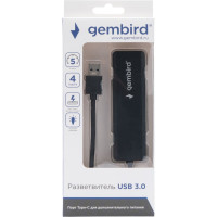 Концентратор Gembird USB 2.0 с подсветкой и выключателем, 4 USB порта, черный блистер UHB-243-AD